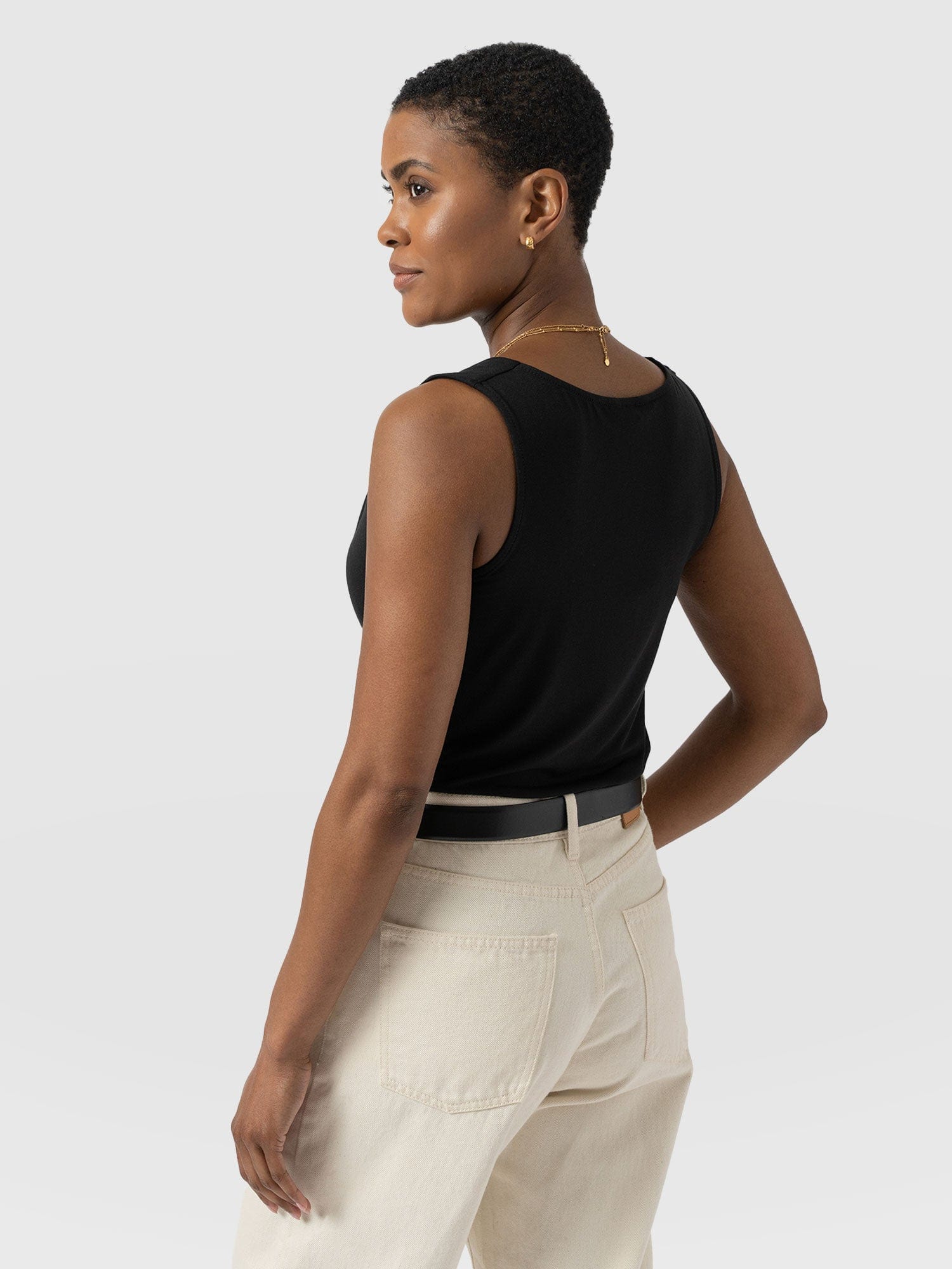 Cowl Neck Cami Black - Women's T-Shirts | Saint + Sofia® USA